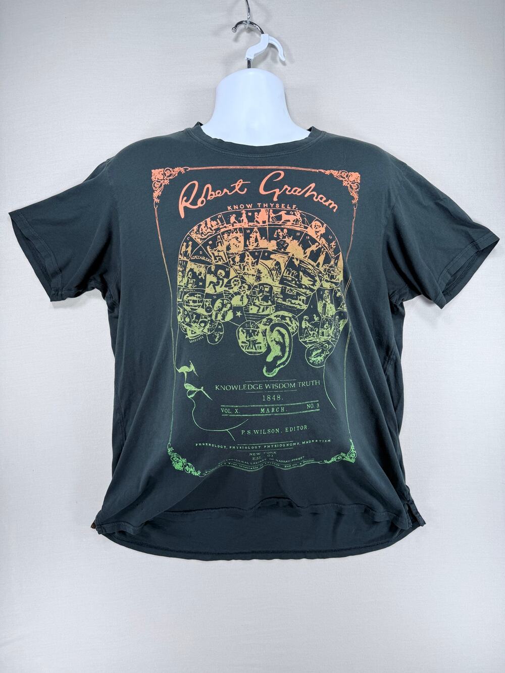 Robert Graham Jeans "Know Thyself" Brain Graphic Tee Grey XL